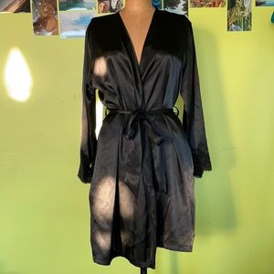 Black silky robe